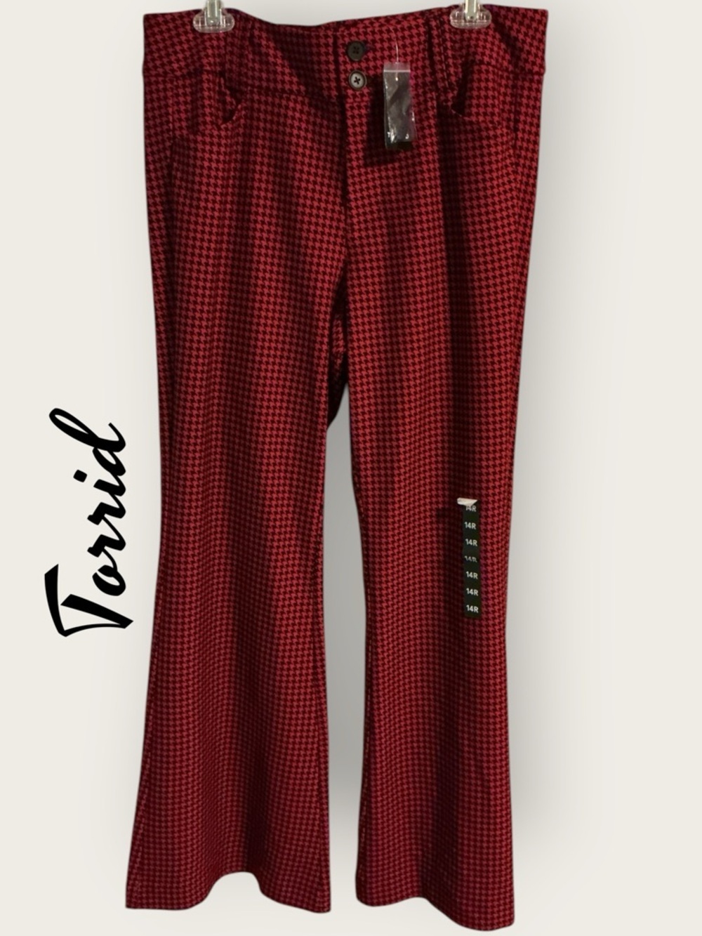 🌼NWT-Studio by torrid Red and Black Houndstooth A-Line Flare Trousers